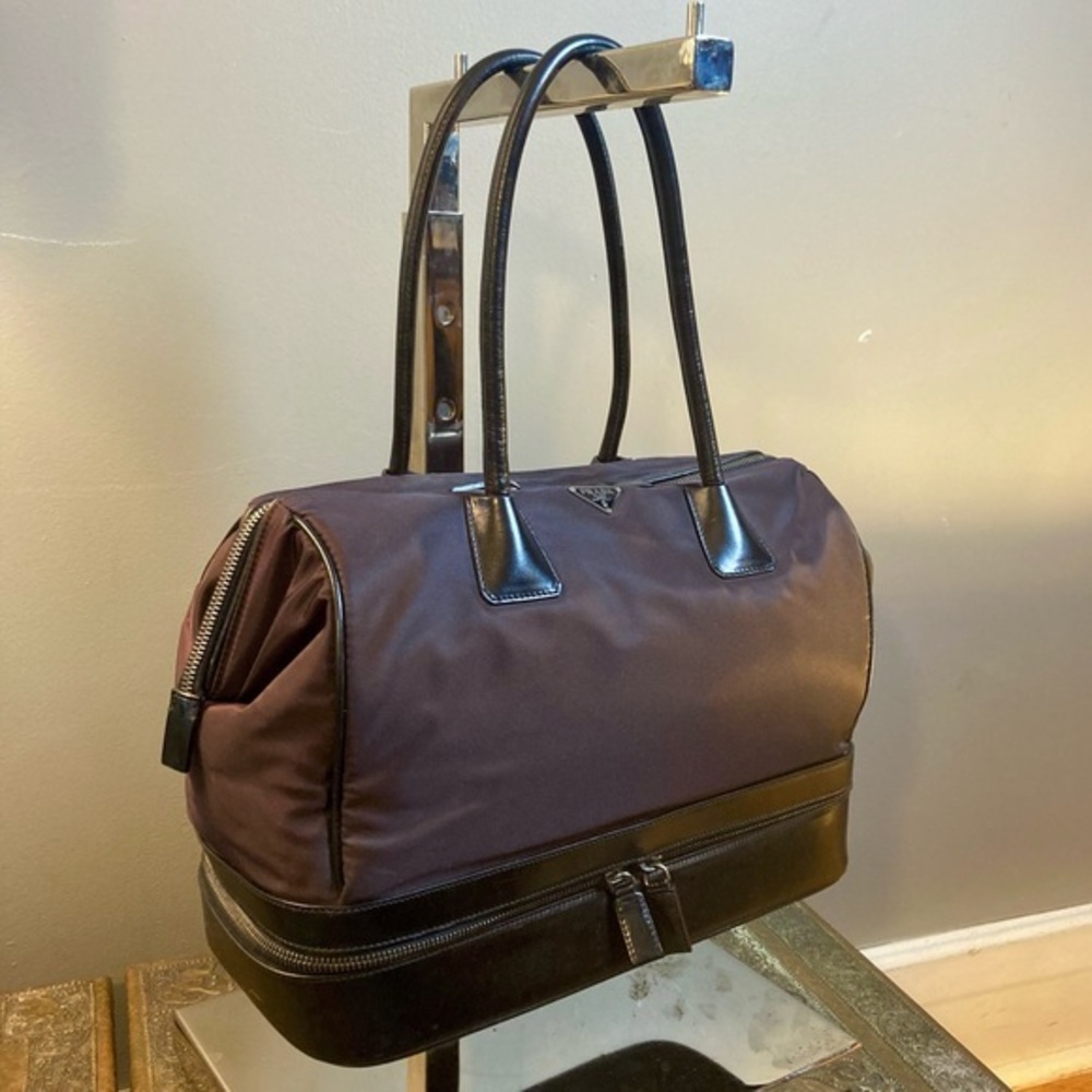 Prada nylon medicine bag top handle‎ train case black burgundy COA included - Picture 2 of 15